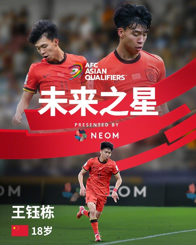 亞洲杯官方社媒發(fā)布王鈺棟個(gè)人海報(bào)：青年軍的旗幟，飄揚(yáng)在前哨